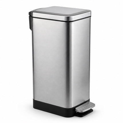 Poubelle à pédale en acier inoxydable, 15 L – Fermeture amortie, design compact