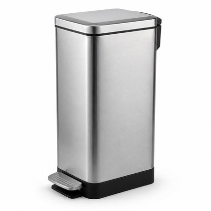 Poubelle à pédale en acier inoxydable, 15 L – Fermeture amortie, design compact