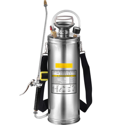 Stainless Steel Pump Sprayer 10L, Adjustable Nozzle