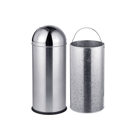 Edelstahl-Abfalleimer mit Druckdeckel, 70 l, Silber