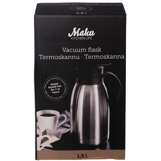 Edelstahl-Thermoskanne, 1,5 L Fassungsvermögen