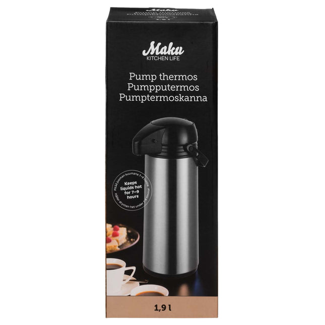 Edelstahl-Thermoskanne, 1,9 L Fassungsvermögen
