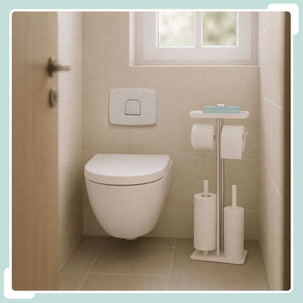 Stainless Steel Toilet Kit with Shelf and Holder
