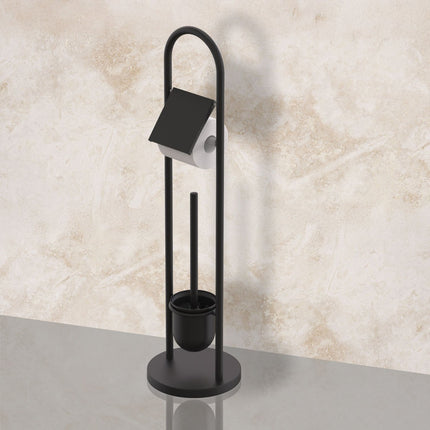 Ensemble porte-rouleau de papier toilette et brosse en acier inoxydable
