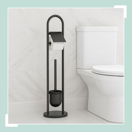 Ensemble porte-rouleau de papier toilette et brosse en acier inoxydable