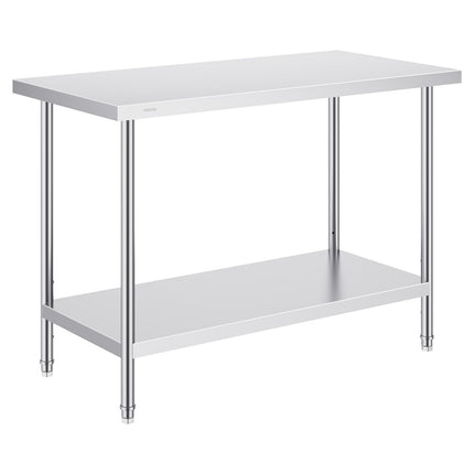 Stainless Steel Work Prep Table, 24 x 48 In, Adjustable Shelf