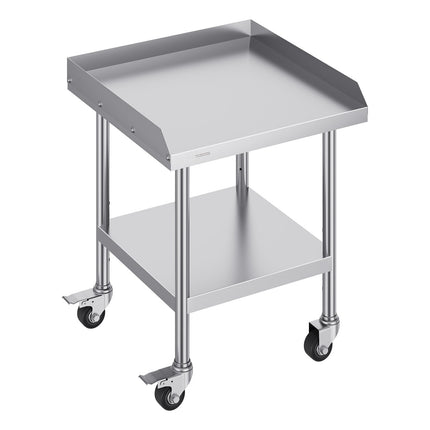 Stainless Steel Work Table 24x24 in, Casters, Backsplash