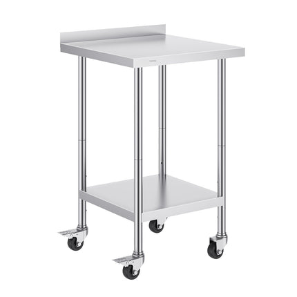 Stainless Steel Work Table 24x24x40, Casters, Adjustable Shelf