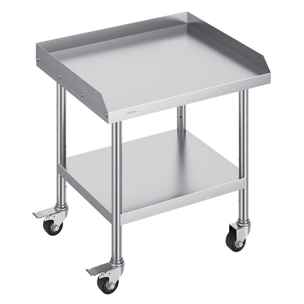 Stainless Steel Work Table 24 x 28 in, Casters, Backsplash