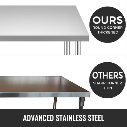 Stainless Steel Work Table 30x12x34, Wheels, 700 lb Load