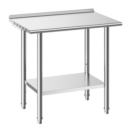 Stainless Steel Work Table 36x24 In, Backsplash, Undershelf