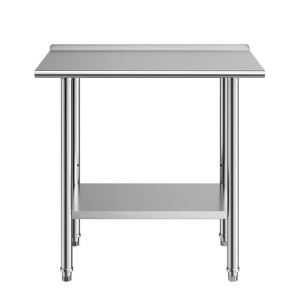 Stainless Steel Work Table 36x24 In, Backsplash, Undershelf