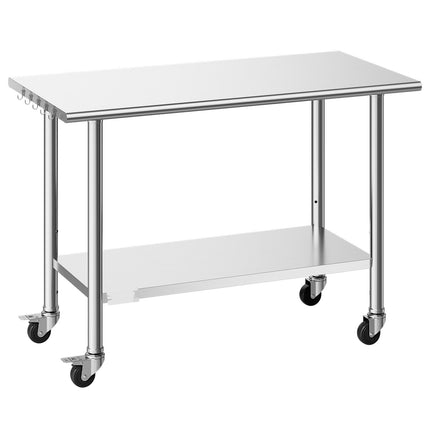 Stainless Steel Work Table 48 x 24 in with Wheels
