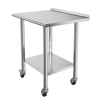 Stainless Steel Work Table 61x76 cm, Wheels, Backsplash
