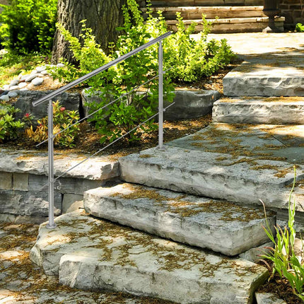 Garde-corps en acier inoxydable pour escalier 1,5 m / 2 poteaux / 3 traverses