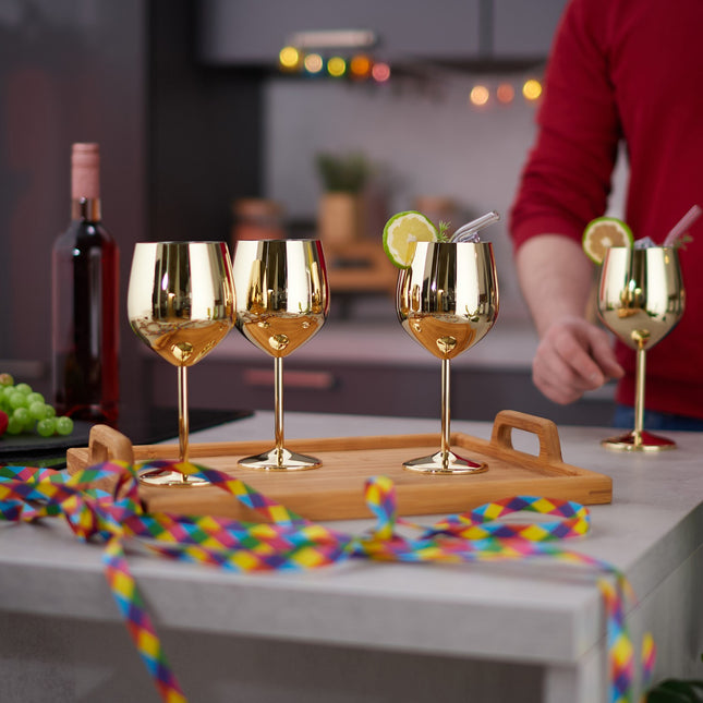 Verres à vin en acier inoxydable, lot de 4