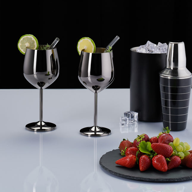 Verres à vin en acier inoxydable, lot de 4