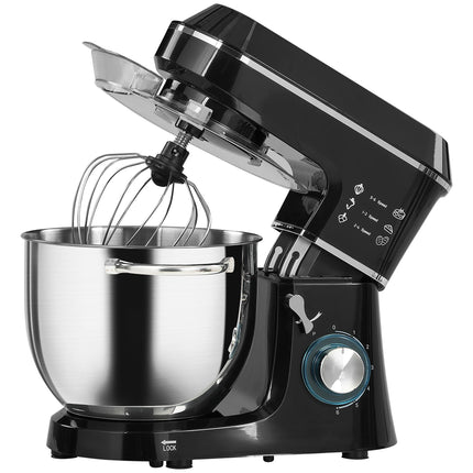 Robot pâtissier avec bol en acier inoxydable de 7 L, 1400 W, noir