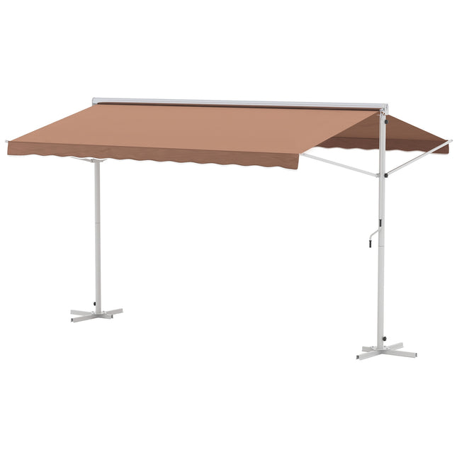 Auvent De Jardin Sur Pied Avec Manivelle À Bras Pliable Pour Patio Marron 4,5 X 3,4 M