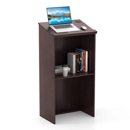 Pupitre de bureau assis-debout avec étagère et système de gestion des câbles