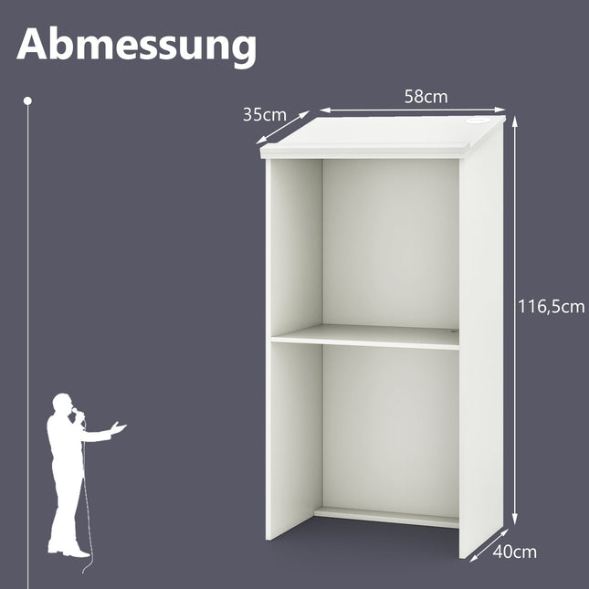 Stehpult mit Ablage und Kabelführung, Weiß