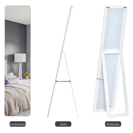 Miroir Sur Pied, Miroir Pleine Longueur Avec Cadre Rabattable, Miroir De Maquillage, Sur Pied Ou Mural, Stable Pour Salon, Dressing