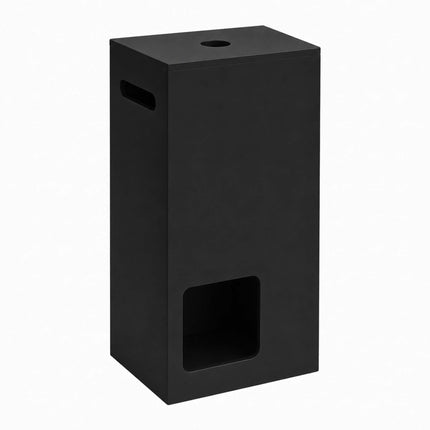 Standing Toilet Roll Storage for 8 Rolls with Side Handle, Black, MDF