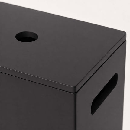 Standing Toilet Roll Storage for 8 Rolls with Side Handle, Black, MDF