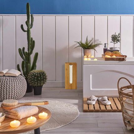 Porte-papier toilette sur pied en bambou