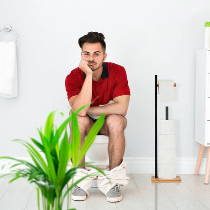Porte-papier toilette sur pied en bambou
