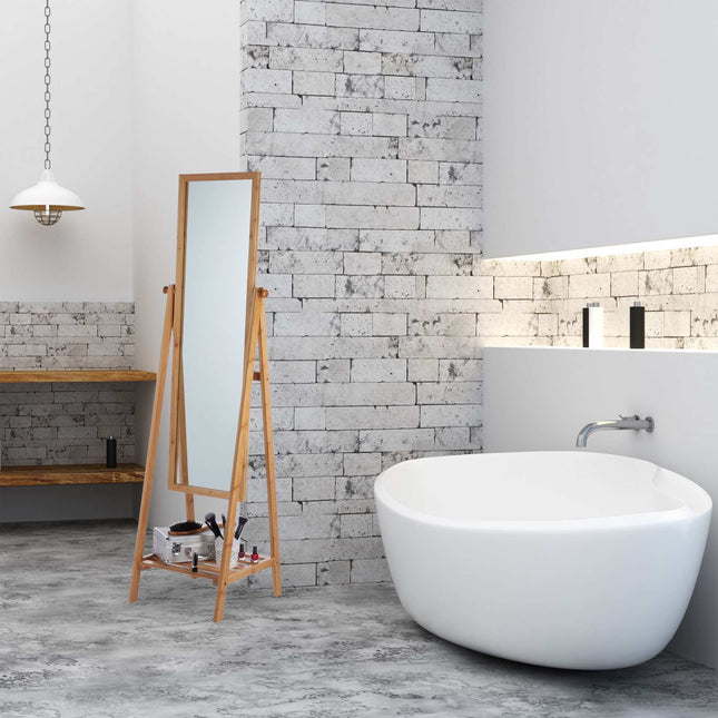 Miroir sur pied en bambou
