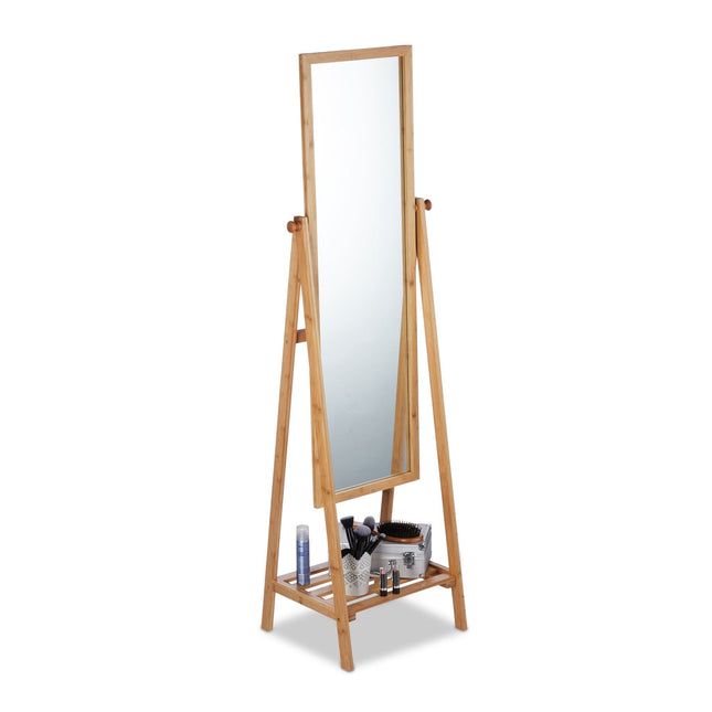 Miroir sur pied en bambou
