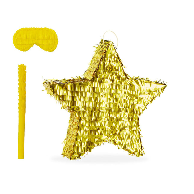 Piñata étoile avec bâton et bandeau