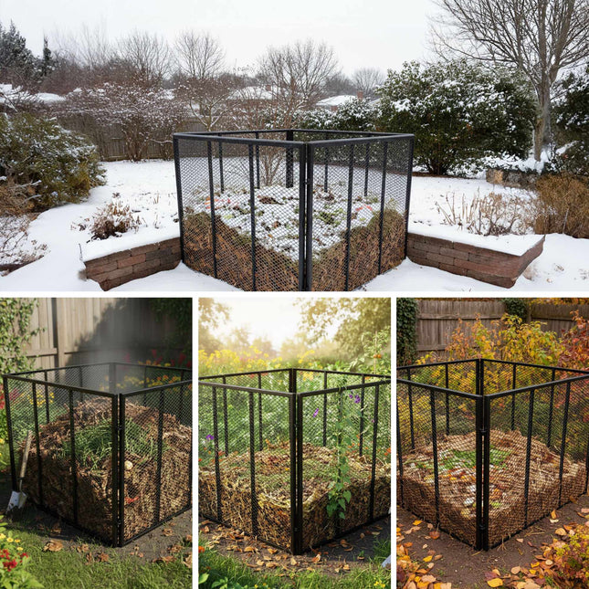 Bac à compost en acier, capacité 800 L, grillage galvanisé
