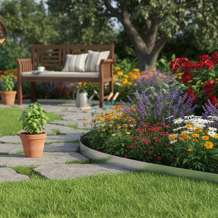 Bordure de parterre en acier - Flexible, barrière anti-mauvaises herbes