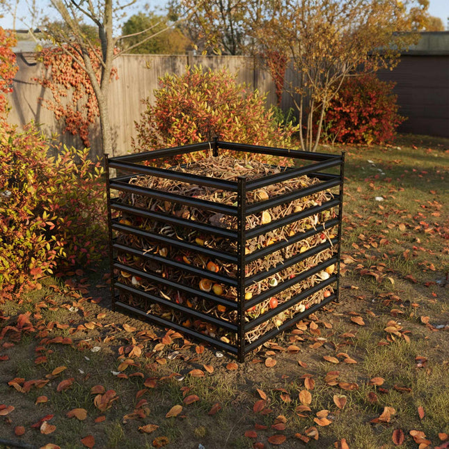 Composteur de jardin en acier, conception à claire-voie, montage facile