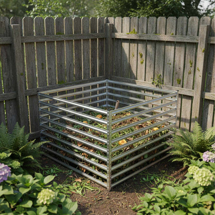 Composteur de jardin en acier, conception à claire-voie, montage facile