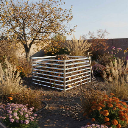 Composteur de jardin en acier, conception à claire-voie, montage facile