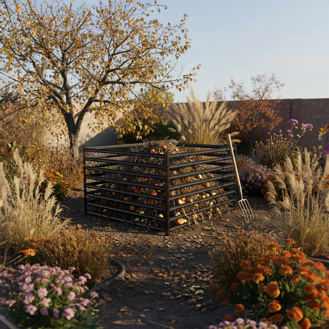 Composteur de jardin en acier, conception à claire-voie, montage facile