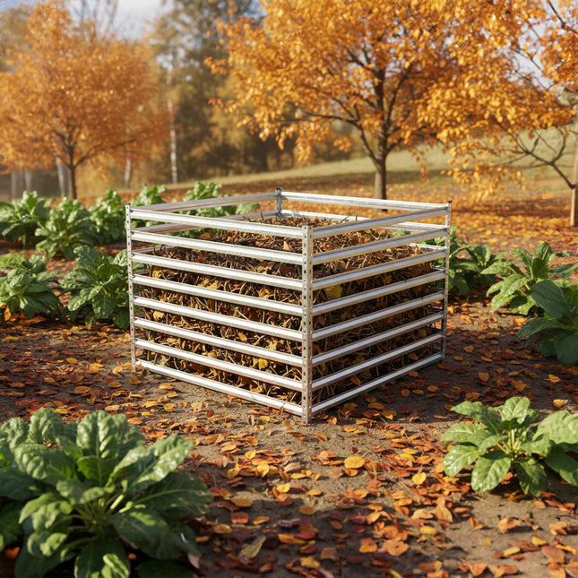 Composteur de jardin en acier galvanisé, à claire-voie.