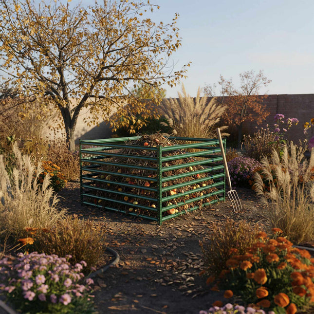 Composteur de jardin en acier avec design à lattes ouvertes