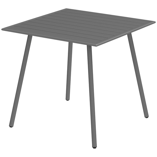 Table de jardin en acier 80 x 80 x 74 cm, table buffet résistante aux intempéries avec cadre en acier, table de camping antidérapante pour 4 personnes, table de balcon, table de terrasse, table de salle à manger d'extérieur pour jardin, terrasse, bal
