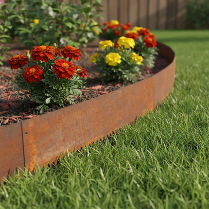 Rasenkante Stahl – Edelrost-Optik, Flexible Gartenbegrenzung