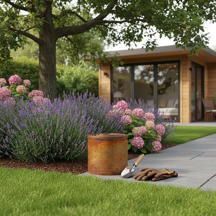 Rasenkante aus Stahl, Rost-Look, flexible Gartenbegrenzung