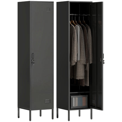 Armoire casier en acier avec serrure, ventilation, noire, 179H cm