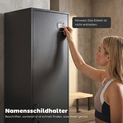 Armoire casier en acier avec serrure, ventilation, noire, 179H cm