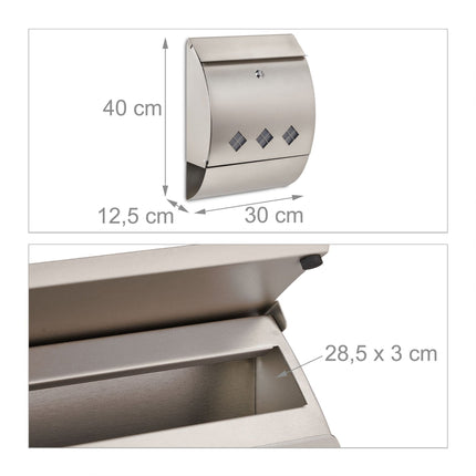 Stahlbriefkasten mit Zeitungsfach