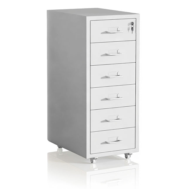 Caisson mobile en acier, 6 tiroirs, verrouillable