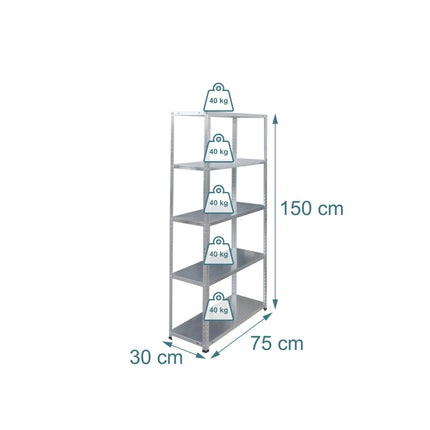Étagère de rangement en acier - Rayonnage métallique robuste