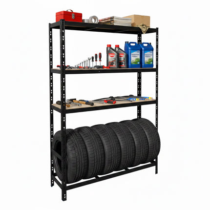 Support à pneus en acier, rangement de garage réglable à 3 étagères